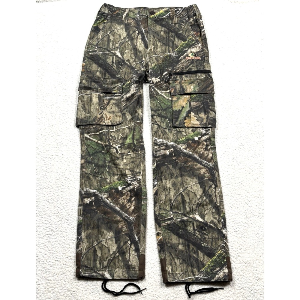 VTG  Mossy Oak Camo Cargo Pant Mens S (28-30) x 30 Ankle Ties Hunting Outdoors